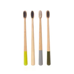 Amazon 2024 populer tanpa plastik Eco bulu alami arang sikat gigi bambu untuk perawatan gigi