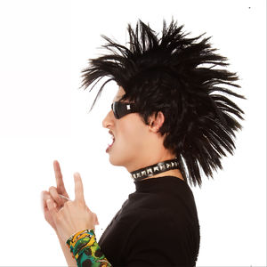 <span class=keywords><strong>Peluca</strong></span> negra con punta Punk para hombres y mujeres estilo Rock Cosplay postizo FIESTA DE Halloween carnaval puesta en escena accesorio de disfraz - Product Image 1