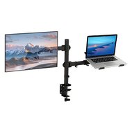 Nouveau support de bureau réglable pour deux moniteurs, bras pour ordinateur portable, adaptateur pour ordinateur portable, 32 pouces, inclinaison de 45 degrés, métal noir, capacité de 10 kg