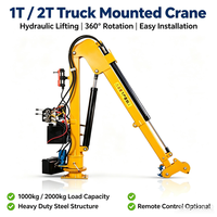 Grue hydraulique miniature montée sur camion de 1 tonne, moteur électrique, bras repliable, levage par engrenage, moteur 3100W, camionnette, 1 an