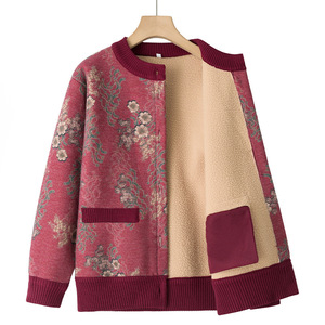 Cappotto da mamma autunno e inverno, Cardigan maglione da donna di mezza età e anziani, capo caldo - Product Image 4