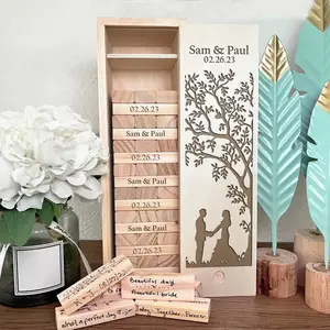 Équilibrage bâtiment blocs empilables fête boissons jeu jouets tour de tumbling blocs en bois <span class=keywords><strong>livre</strong></span> d'or décoration de mariage cadeaux - Product Image 1