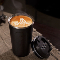 Gobelet moderne étui en silicone réutilisable avec conception anti-déversement Logo personnalisé voyage tasse à café en acier inoxydable pour boissons chaudes