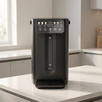 Distributeur d'eau chaude électrique professionnel 5,0 L, corps carré noir, panneau tactile frontal, pour cuisine de bureau moderne