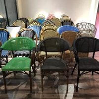Tabouret de comptoir de bistrot français moderne finition bambou chaise de bar de jardin extérieur rotin à base d'aluminium pour cour ferme