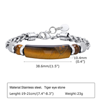 Bracelet en acier inoxydable 316L avec pierres naturelles Œil de tigre Onyx et perles de blé, bijoux pour hommes et femmes, vente en gros, personnalisation OEM