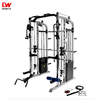 DW SPORTS - Equipo de Gimnasio de Metal Plateado, Nueva Máquina Smith, Entrenador Funcional, Logotipo Personalizable, Capacidad de Carga de 150 kg, Acero de 2x90 kg