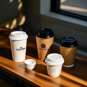 แก้วกาแฟกระดาษแบบใช้แล้วทิ้ง สองชั้น ฉนวนกันความร้อน กันน้ำ ย่อยสลายได้ ปลอดภัยสำหรับอาหาร เป็นมิตรกับสิ่งแวดล้อม พิมพ์โลโก้ได้ สำหรับเครื่องดื่มร้อน - Product Image 1