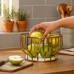 Corbeille à fruits ronde moderne 21x14x8cm – Conteneur de rangement de cuisine durable pour aliments, conception soudée à un seul niveau - Product Image 3