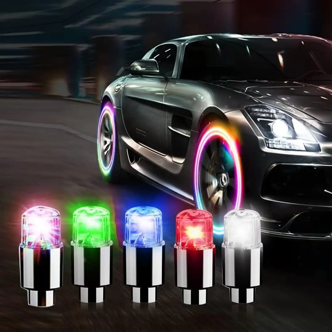 Lumières LED Solaires Roues Voiture – 4 Modes Flash Multicolores, Valves De Pneu Stroboscopiques, Sécurité & Style