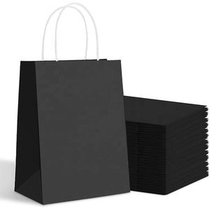 Bolsas de Papel Kraft Negras para Alimentos, con Asas Retorcidas, Reutilizables, para Regalos, Té, Personalizadas, al por Mayor y al Detal - Product Image 1