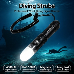 ไฟ LED ดำน้ำใต้น้ำ 4000LM IP68 กันน้ำลึก 100 เมตร ชาร์จซ้ำได้ ใช้แบตเตอรี่ 21700 พร้อมไฟสัญญาณแบบ Strobe สำหรับดำน้ำกลางคืนในอุโมงค์ - Product Image 6