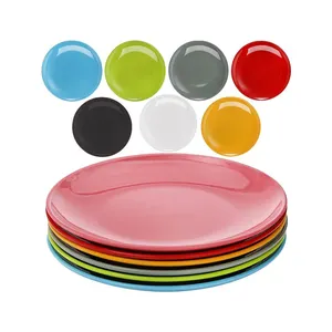 HC 19 Years Factory Customized 100% Melamine Tableware A5 A8 Color Pattern round Plastic Plate for Home and Food Dinnerware