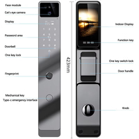 Serrure de porte intelligente entièrement automatique Tuya avec sécurité par reconnaissance faciale 3D et empreintes digitales pour portes en aluminium et en bois, connectée au Wi-Fi