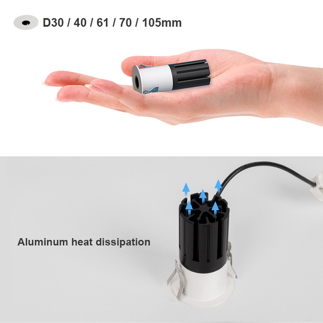 Aluminum Small Downlight Home Office Hotel Commercial Dpwn Light Recessed Ceiling Spot Light 5w 7w 9w 12w 15w Mini Led Spotlight