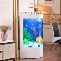 Réservoir de poissons d'aquarium demi-rond en verre de haute qualité avec lumières LED et pompe à eau pour les ménages