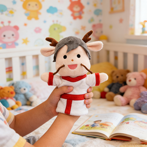 Marionnette en peluche personnalisée OEM, jouet éducatif interactif en forme d'animal pour enfants, poupée de dessin animé en gros - Product Image 2