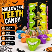 Bonbons rigides fantaisie en forme de dents et de langues, couleurs néon assorties, pour fêtes d'Halloween pour enfants, vente en gros de confiseries