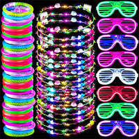 Bracelets LED phosphorescents 4 juillet Fournitures de fête Faveurs Bracelet lumineux clignotant Jouets bâton lumineux Accessoire de fête au néon