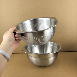 Cesta de drenaje de acero inoxidable 304 de grado alimenticio para fregadero de cocina, cuenco versátil para cocinar, batidor de huevos y cuenco, bandeja para arena - Product Image 2