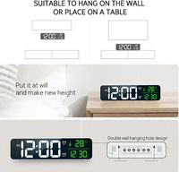 Horloge de table intelligente électrique de 9,9 pouces, écran LED grand format en ABS, alarme numérique avec affichage de la température et de la date, musique, 6 niveaux de luminosité