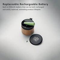 Haut-parleur Bluetooth sans fil portable 3W mono avec boîtier en bambou écologique et batterie remplaçable