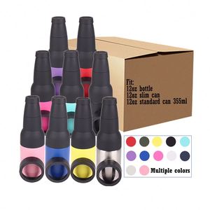 Refroidisseur de bouteilles et canettes de bière multicolore en gros de 12 oz, 3-en-1, avec décapsuleur et support isotherme pour canettes - Product Image 1