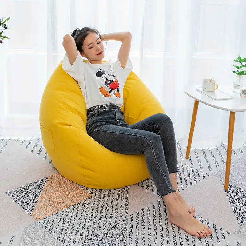 Muestras gratis impresión personalizada sala de estar dormitorio moderno interior perezoso sofá PUF silla venta al por mayor PUF sofás con relleno