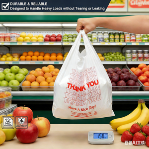 ถุงช้อปปิ้งกันน้ำ PE ขนาดใหญ่ ทนทาน สำหรับการซื้อของใช้ในครัวเรือนและอาหารแบบซื้อกลับบ้าน - Product Image 1