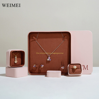 WEIMEI Personnalisable Couvercle et Base Bleus Coffret Cadeau de Luxe en Cuir pour Bijoux Collier Bague Boucles d'Oreilles