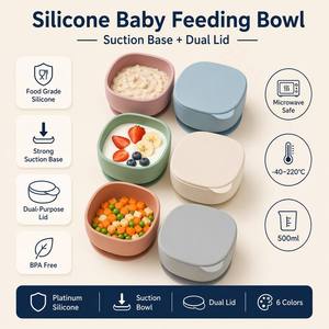 Recién Llegado: Tazón Cuadrado Portátil 2 en 1 con Tapa Sellada a Prueba de Agua, de Silicona de Grado Alimenticio, Impresión Manual, Libre de BPA, 500ml+250ml (con tapa), CPC CE - Product Image 2