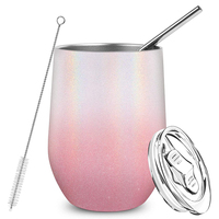 Gobelet à vin en acier inoxydable à double paroi isolé sous vide de 12 oz avec couvercle anti-fuite pour boissons chaudes/froides (vin, café, thé)