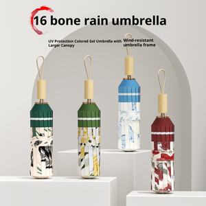 Sunday Paraguas Plegable Manual Clásico Vintage Reforzado de 16 Varillas, Resistente al Viento, con Mango de Madera, 95 cm Abierto - Product Image 2