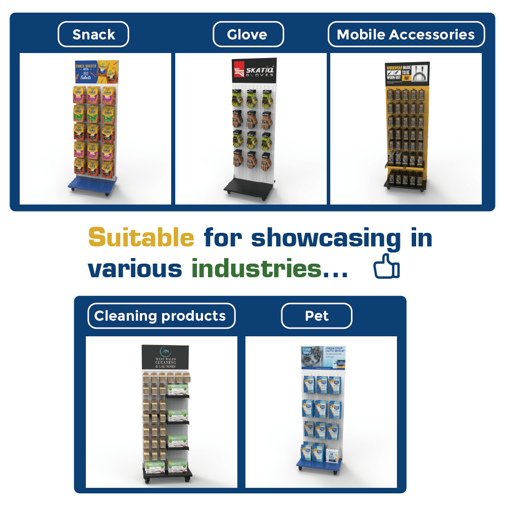 Apache Customized Double-Sided Metal Modern Durable Display Stand Pegboard Display Rack Hanging Box Display for Retail Shops — view 5