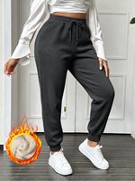 Pantalon de jogging pour femme en molleton doublé avec cordon de serrage, taille élastique, poches latérales, chaud pour l'hiver, sport et décontracté, vente en gros