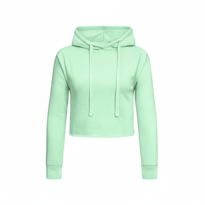 เสื้อครอปฮู้ดดี้ลำลองคุณภาพสูง ดีไซน์ซับในสุดยูนีค ขายดี เสื้อผ้าสตรีทแวร์สำหรับฤดูหนาว พร้อมโลโก้ด้านหน้า ราคาขายส่ง - Product Image 1