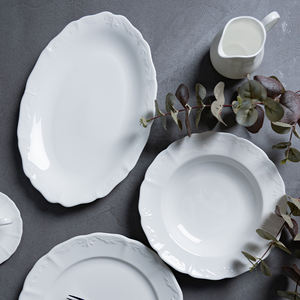 Service de vaisselle en porcelaine blanche de luxe personnalisé, motif floral, style européen, assiette, bol, tasse pour <span class=keywords><strong>hôtel</strong></span>, <span class=keywords><strong>restaurant</strong></span>, vente en gros - Product Image 4
