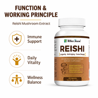 Capsules de champignons Reishi, soutien immunitaire, vitalité, complément de bien-être, marque privée, OEM, ODM, fournisseur direct d'usine, vente en gros