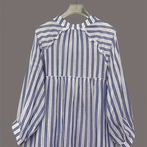 Top a Righe da Donna Enyami, Bluse con Scollo a V e Maniche a Sbuffo, Camicie Larghe e Fluide - Product Image 6