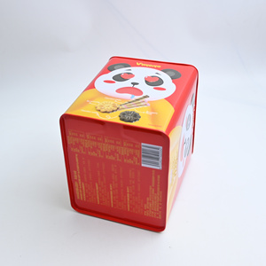 Custom Large Square Food Grade Tin Box With Twist Inner Lid, Cartoon Panda Printed Metal Tin For Cookie Wafer <b>Stick</b> Packing - Product Image 5