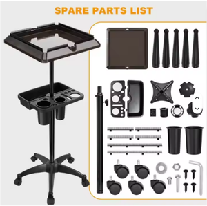 Portable Salon Metallic <b>Hair</b> Extension Trolley Extension Holder Height Adjustable <b>Braiding</b> <b>Hair</b> Rack on Wheels - Product Image 6