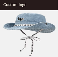 Denim lavé en détresse classique large bord été soleil Safari pêche Surf Cowboy Cowgirl pêcheur seau chapeau casquette pour homme femme