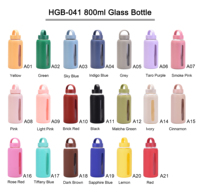 Bouteille d'eau en verre personnalisée avec logo, 800 ml, avec manchon en silicone, anti-fuite, sans BPA, pour le bureau, la maison, les voyages, la salle de sport, l'usage quotidien