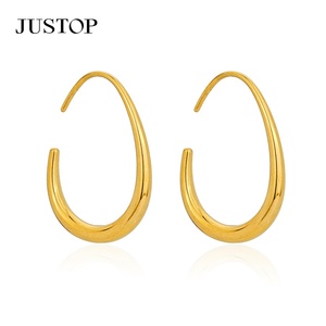 Boucles d'oreilles créoles tendance OEM/ODM, étanches, plaquées or, hypoallergéniques, fournisseur de bijoux de mode, boucles d'oreilles créoles en acier inoxydable - Product Image 2