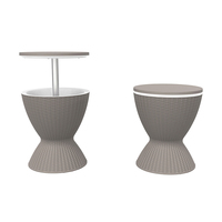 Table de Bar Glacière 2 en 1 Escamotable pour Patio, Boîte Réfrigérante Extérieure avec Table