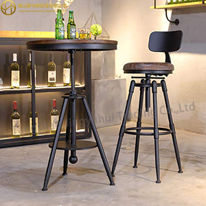 등받이가있는 아메리칸 스타일 산업 높이 조절 가능한 철 회전 카운터 바 의자 - Product Image 6