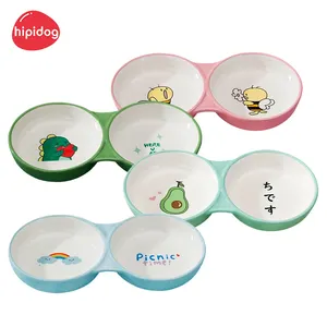 2 in 1 Japanese Style Pet Bowls High Quality Non Slip Eco Friendly Porcelain Ceramic Pet Cat Bowl for Dog