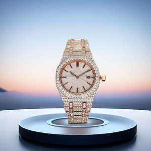 Unisex lujo enorme estilo Hip Hop pantalla analógica ETA prueba aprobada hecha a mano Acero inoxidable Dial Moissanite diamante 20mm aleación - Product Image 1