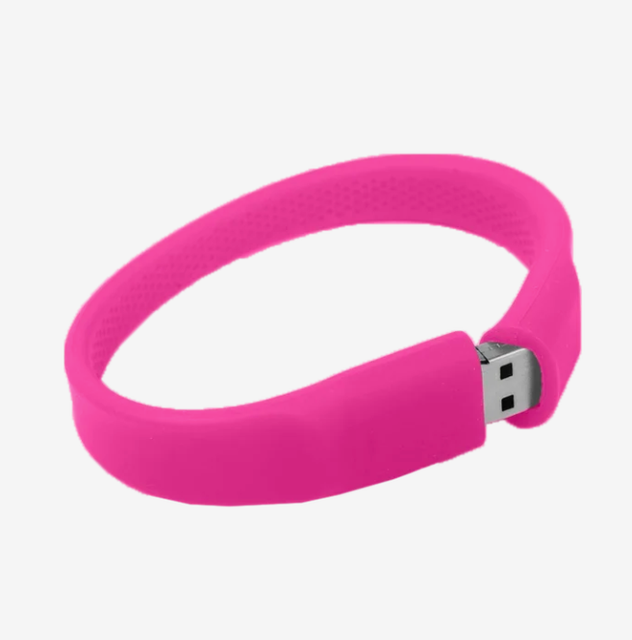 Custom Logo Printed Ergonomic Curved Silicone Wristband USB Flash Drive Memory Stick With Keychain for Promotional Gift