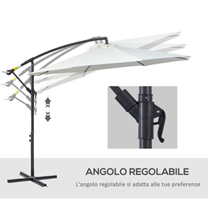 Outsunny Paraguas Exterior 3x2,5 m con Manivela, en Acero y Poliéster Anti-UV, Crema - Product Image 6